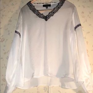 Laundry by Shelli Segal White Hippie Boho Blouse